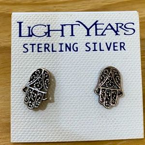 Sterling Silver Hamsa Stud Earrings